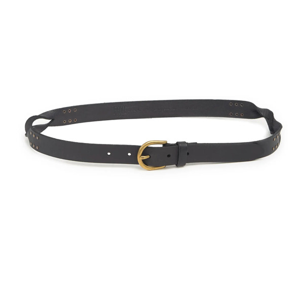 NEW FRYE Black D-Ring Twisted Stud Leather Belt size large - Picture 1 of 2